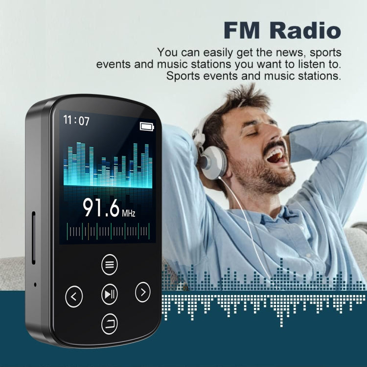 เครื่องเล่นเพลง MP3 บลูทูธ HIFI พร้อมคลิปกีฬา หน้าจอสัมผัส MP4 ไม่มีการ์ด TF, ความจุ 8GB, 16GB, 32GB, 64GB, 128GB