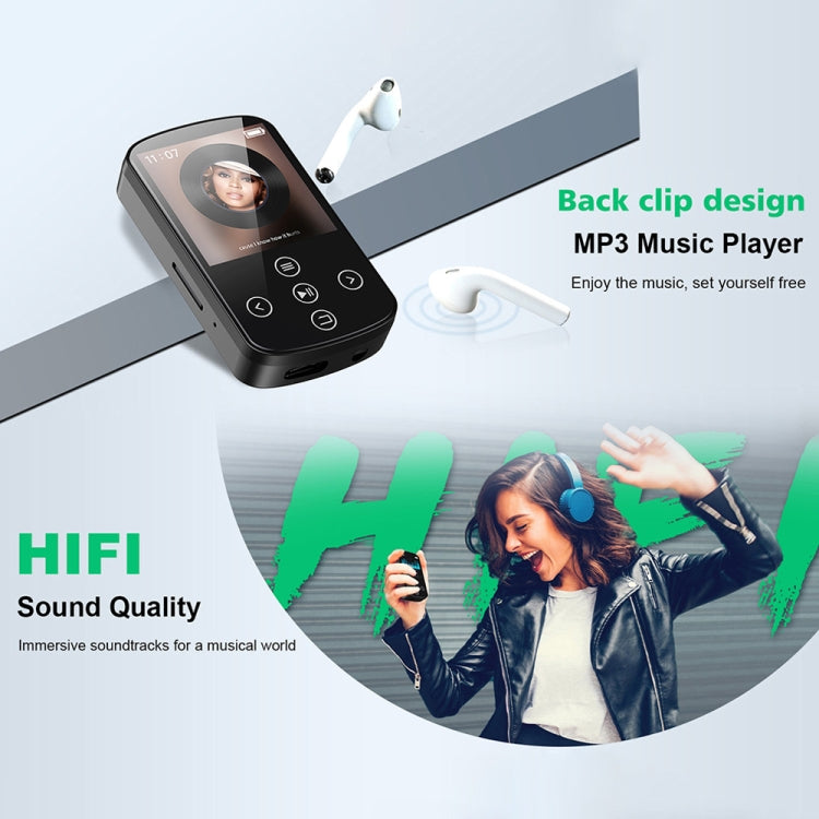 เครื่องเล่นเพลง MP3 บลูทูธ HIFI พร้อมคลิปกีฬา หน้าจอสัมผัส MP4 ไม่มีการ์ด TF, ความจุ 8GB, 16GB, 32GB, 64GB, 128GB