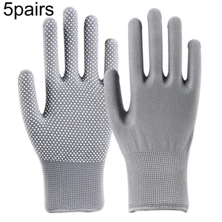 5pairs Outdoor Breathable Non-slip Particle Silicone Hiking Riding Nylon Gloves Thin Mittens