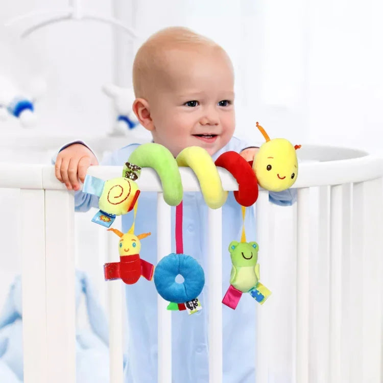 ของเล่นเกลียวสำหรับเปลเด็ก รูปสัตว์การ์ตูนหนอนผีเสื้อ พร้อมลูกกรงผึ้ง, H033B
