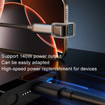 อะแดปเตอร์ Type-C แบบแสดงผลดิจิทัล รูปตัว U ข้อต่อ 180 องศา กำลังไฟ 140W รุ่น 4.0, ข้อต่อ 180 องศา