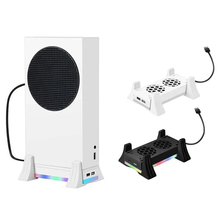 พัดลมระบายความร้อนฐานเครื่องเล่น XBOX Series S พร้อมไฟ LED ในตัว, พัดลมระบายความร้อนฐานสีขาว, พัดลมระบายความร้อนฐานสีดำ