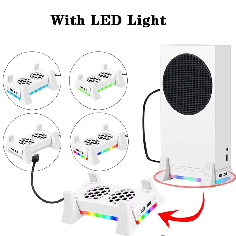 พัดลมระบายความร้อนฐานเครื่องเล่น XBOX Series S พร้อมไฟ LED ในตัว, พัดลมระบายความร้อนฐานสีขาว, พัดลมระบายความร้อนฐานสีดำ