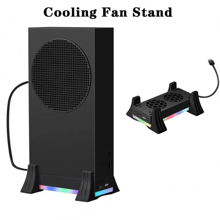 พัดลมระบายความร้อนฐานเครื่องเล่น XBOX Series S พร้อมไฟ LED ในตัว, พัดลมระบายความร้อนฐานสีขาว, พัดลมระบายความร้อนฐานสีดำ