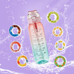 ขวดน้ำผลไม้ Tritan ความจุ 1000ml พร้อมหลอดดื่มและแหวนรสชาติ 7 แบบ