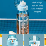 ขวดน้ำผลไม้ Tritan ความจุ 1000ml พร้อมหลอดดื่มและแหวนรสชาติ 7 แบบ