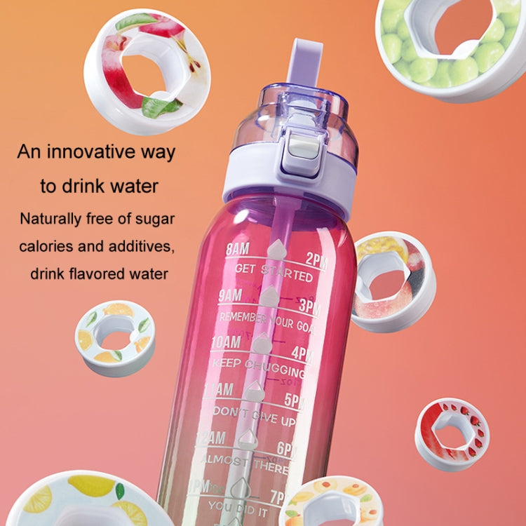 ขวดน้ำผลไม้ Tritan ความจุ 1000ml พร้อมหลอดดื่มและแหวนรสชาติ 7 แบบ