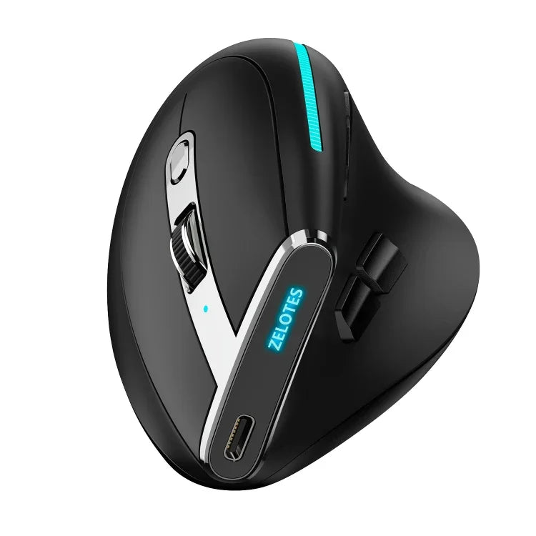 ZELOTES F36 เมาส์ไร้สายแนวตั้งแบบโปรแกรมได้ 9 ปุ่ม พร้อมการจับที่ถนัดมือ Bluetooth คู่ + 2.4G, F36 (สีขาว), F36 (สีดำ)