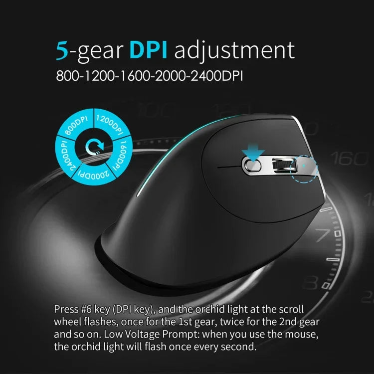 ZELOTES F36 เมาส์ไร้สายแนวตั้งแบบโปรแกรมได้ 9 ปุ่ม พร้อมการจับที่ถนัดมือ Bluetooth คู่ + 2.4G, F36 (สีขาว), F36 (สีดำ)