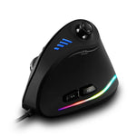 ZELOTES C18 เมาส์เกมแบบมีสายแนวตั้ง 11 ปุ่ม พร้อมไฟ RGB จอยสติ๊กโปรแกรมได้ จับถนัดมือ, C18