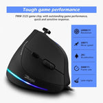 ZELOTES C18 เมาส์เกมแบบมีสายแนวตั้ง 11 ปุ่ม พร้อมไฟ RGB จอยสติ๊กโปรแกรมได้ จับถนัดมือ, C18