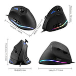 ZELOTES C18 เมาส์เกมแบบมีสายแนวตั้ง 11 ปุ่ม พร้อมไฟ RGB จอยสติ๊กโปรแกรมได้ จับถนัดมือ, C18