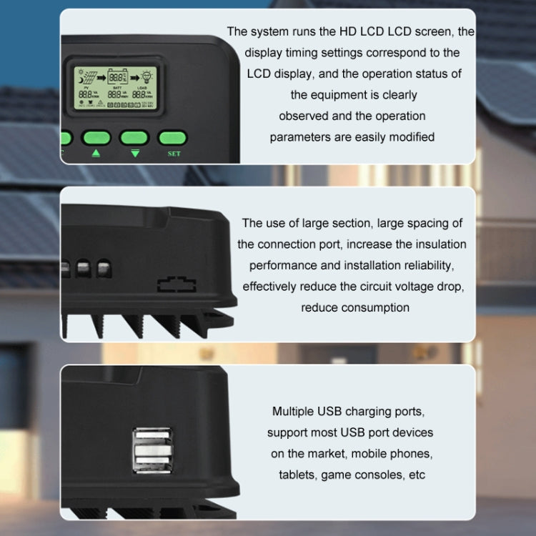 คอนโทรลเลอร์โซลาร์เซลล์ MPPT อัจฉริยะสำหรับการระบุแสง 12V/24V 60A รุ่น CM-D60, CM-D50