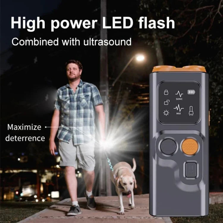 เครื่องป้องกันสุนัขหยุดเห่าอัลตราโซนิกหัวคู่ พร้อมไฟ LED กำลังสูง P7