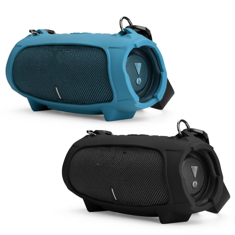 เคสซิลิโคนสำหรับลำโพง JBL Charge 5 พร้อมสายสะพาย สีดำ, สีน้ำเงิน