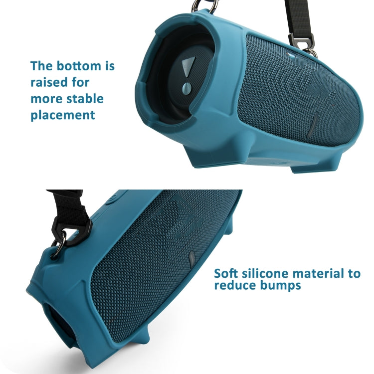 เคสซิลิโคนสำหรับลำโพง JBL Charge 5 พร้อมสายสะพาย สีดำ, สีน้ำเงิน