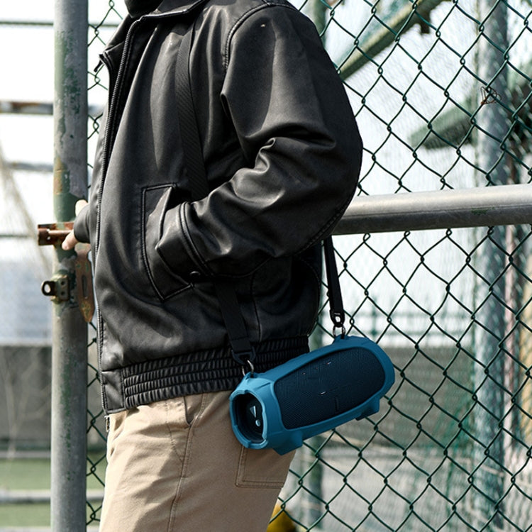 เคสซิลิโคนสำหรับลำโพง JBL Charge 5 พร้อมสายสะพาย สีดำ, สีน้ำเงิน