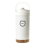 แก้วเก็บความร้อนสแตนเลส 316 แบบพกพา แก้วกาแฟสองช่องพร้อมหลอด 500ml