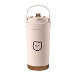แก้วเก็บความร้อนสแตนเลส 316 แบบพกพา แก้วกาแฟสองช่องพร้อมหลอด 500ml