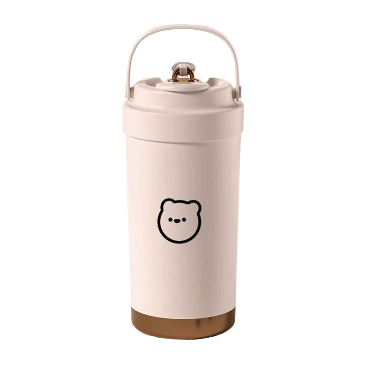 แก้วเก็บความร้อนสแตนเลส 316 แบบพกพา แก้วกาแฟสองช่องพร้อมหลอด 500ml
