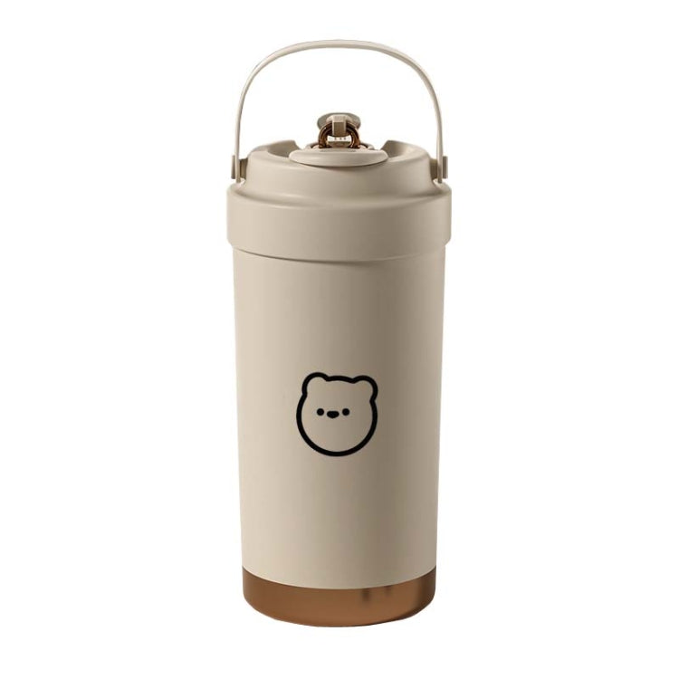 แก้วเก็บความร้อนสแตนเลส 316 แบบพกพา แก้วกาแฟสองช่องพร้อมหลอด 500ml