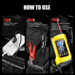 FOXSUR 12V8A SUV Car Motorcycle Intelligent Repair Type Lead-acid Battery Charger, EU Plug, US Plug, UK Plug