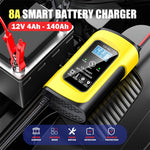 FOXSUR 12V8A SUV Car Motorcycle Intelligent Repair Type Lead-acid Battery Charger, EU Plug, US Plug, UK Plug