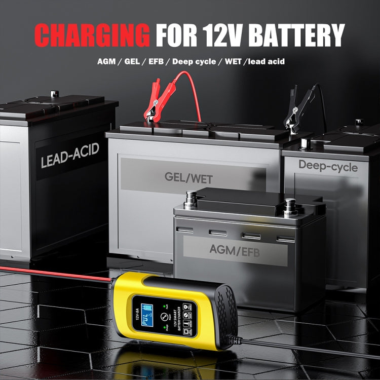 FOXSUR 12V8A SUV Car Motorcycle Intelligent Repair Type Lead-acid Battery Charger, EU Plug, US Plug, UK Plug