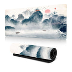 แผ่นรองเมาส์ลายภาพวาดหมึกดอกซากุระ ยางกันลื่น ขนาด 300x600x2mm, 300x700x2mm, 300x800x2mm, 400x900x2mm