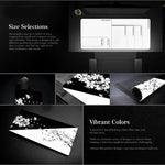 แผ่นรองเมาส์ลายภาพวาดหมึกดอกซากุระ ยางกันลื่น ขนาด 300x600x2mm, 300x700x2mm, 300x800x2mm, 400x900x2mm