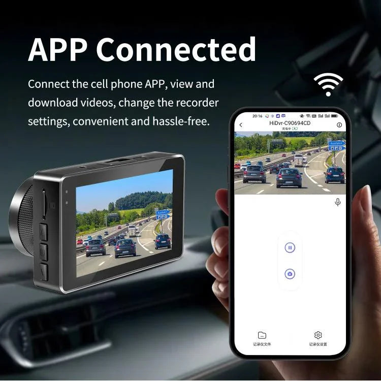 กล้องบันทึกการขับขี่ 4K+1080P บันทึกคู่หน้าและหลัง พร้อมภาพถอยหลัง WIFI