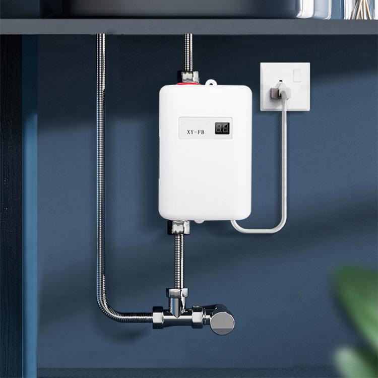 เครื่องทำน้ำอุ่นไฟฟ้าขนาดเล็ก 3000W แบบไม่มีถัง สำหรับครัวและห้องน้ำ ปลั๊ก US, UK, EU, AU