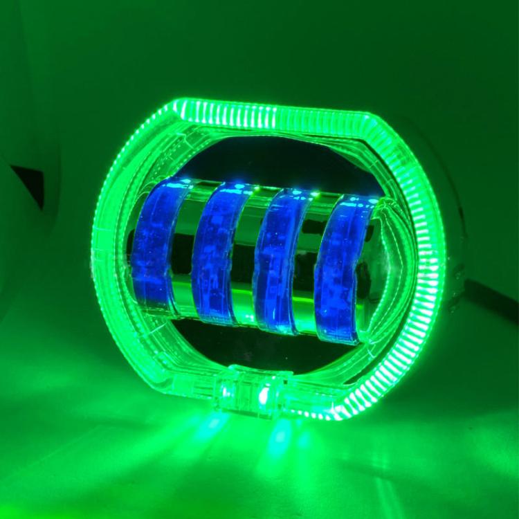 Motorcycle Electric Vehicle General Modification LED Headlight 4 Beads Double Lens Lamps, Blue Aperture+Red Devil Eye, Ice Blue Aperture+Red Devil Eye, Green Aperture+Red Devil Eye, Yellow Aperture+Red Devil Eye, White Aperture+Blue Devil Eye          ...