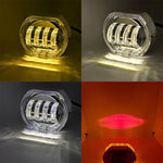 Motorcycle Electric Vehicle General Modification LED Headlight 4 Beads Double Lens Lamps, Blue Aperture+Red Devil Eye, Ice Blue Aperture+Red Devil Eye, Green Aperture+Red Devil Eye, Yellow Aperture+Red Devil Eye, White Aperture+Blue Devil Eye          ...