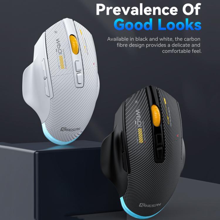 MKESPN W601 Silent Wireless Tri-mode Macro Gaming Mouse Carbon Fiber 12800DPI Bluetooth Mouse
