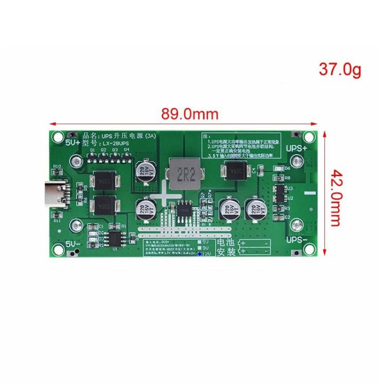 โมดูลชาร์จบูสต์แบตเตอรี่ลิเธียม UPS18650 กำลังสูง 15W 3A, 5V, 9V, 12V