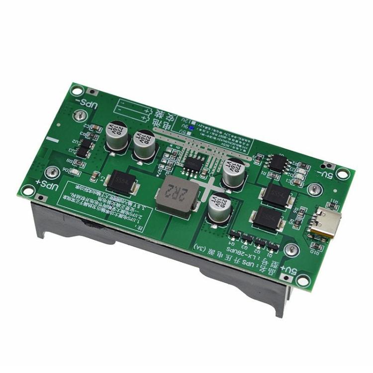 โมดูลชาร์จบูสต์แบตเตอรี่ลิเธียม UPS18650 กำลังสูง 15W 3A, 5V, 9V, 12V
