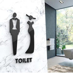Acrylic Bathroom Sign 3D Hotel Public Place Bathroom Sticker, 20x12cm, 25x15cm, 32x20cm