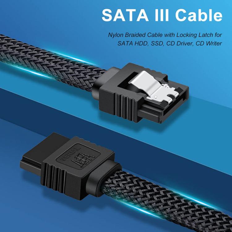 สาย SATA3.0 พร้อมชิลด์ฟอยล์อลูมิเนียม หุ้มด้วยถัก สำหรับสายไฟฮาร์ดไดรฟ์คอมพิวเตอร์, 0.5 ม.
