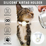 สำหรับ AirTag รุ่นที่ 2 / AirTag รุ่นที่ 1 ซิลิโคนครอบตัวติดตาม ปลอกคอสัตว์เลี้ยงลายดอกเดซี่ขนาดเล็ก พร้อมกระดิ่งและฟิล์มด้านหน้า-หลัง