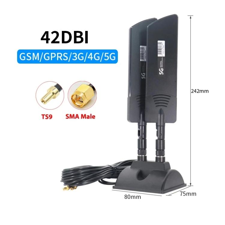 เสาอากาศภายนอกสำหรับเราเตอร์ 5G กำลังขยาย 42dbi สำหรับใช้งานกลางแจ้ง ระยะไกล เพิ่มสัญญาณ WiFi, SMA ตัวผู้ สีดำ, TS9 สีดำ, SMA ตัวผู้ สีขาว, TS9 สีขาว