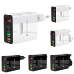 ที่ชาร์จมือถือมัลติพอร์ต 2 USB+2 Type-C พร้อมจอแสดงผลดิจิทัล, ปลั๊ก EU สีดำ, ปลั๊ก US สีดำ, ปลั๊ก UK สีดำ, ปลั๊ก EU สีขาว, ปลั๊ก US สีขาว, ปลั๊ก UK สีขาว