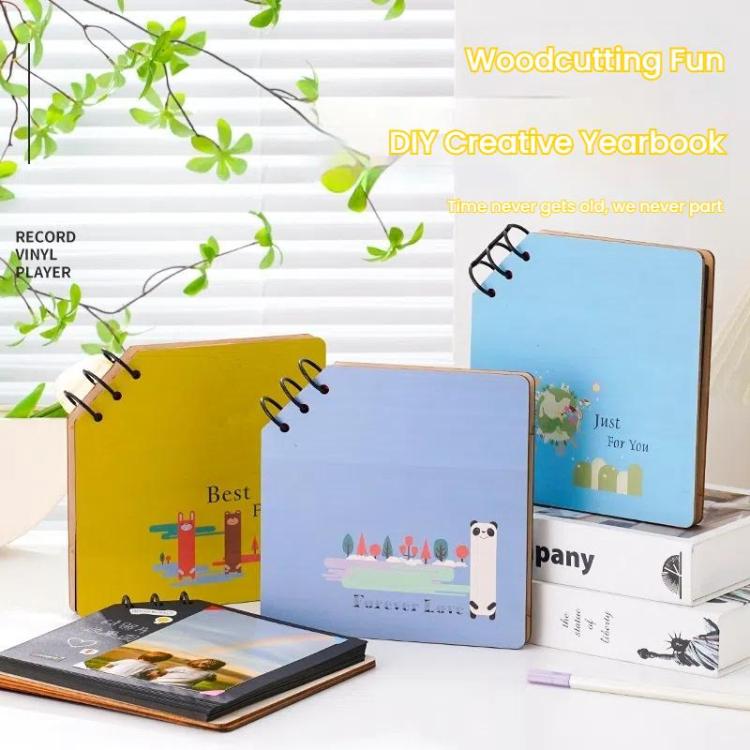 อัลบั้มไม้สี่เหลี่ยมทำเองสำหรับเด็ก สมุดภาพการเติบโต หนังสือภาพการ์ตูน เพื่อนที่ดีที่สุด ความสุข สำหรับคุณ รักนิรันดร์