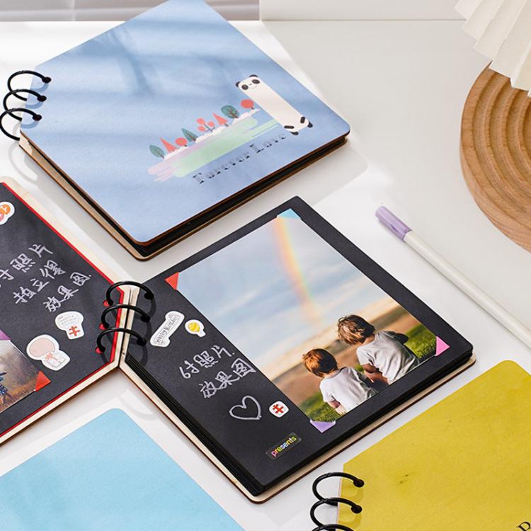 อัลบั้มไม้สี่เหลี่ยมทำเองสำหรับเด็ก สมุดภาพการเติบโต หนังสือภาพการ์ตูน เพื่อนที่ดีที่สุด ความสุข สำหรับคุณ รักนิรันดร์