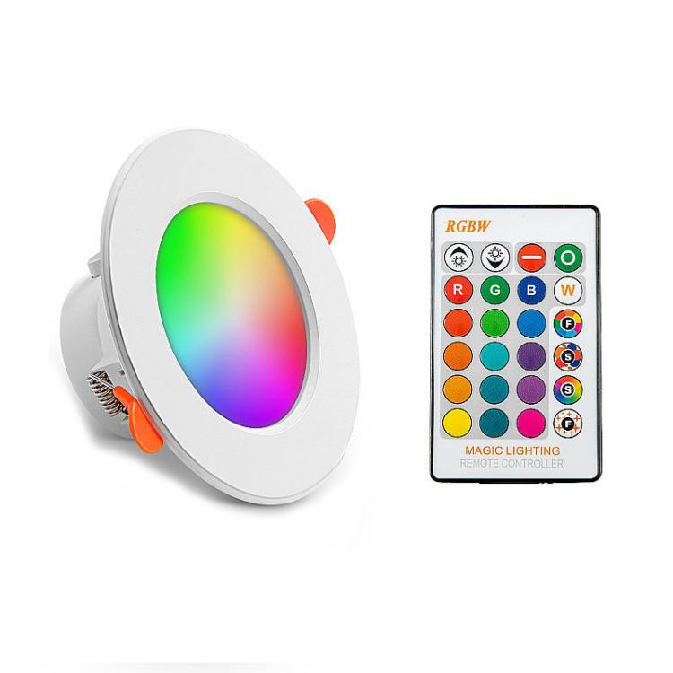 โคมไฟเพดาน RGB+ไฟสีขาว แบบกลมฝังใน ปรับความสว่างได้ พร้อมรีโมท IR 10W 220V, IR 10W 85-265V, IR 15W 220V, IR 15W 85-265V