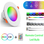 โคมไฟเพดาน RGB+ไฟสีขาว แบบกลมฝังใน ปรับความสว่างได้ พร้อมรีโมท IR 10W 220V, IR 10W 85-265V, IR 15W 220V, IR 15W 85-265V