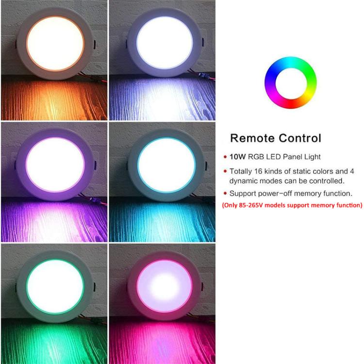 โคมไฟเพดาน RGB+ไฟสีขาว แบบกลมฝังใน ปรับความสว่างได้ พร้อมรีโมท IR 10W 220V, IR 10W 85-265V, IR 15W 220V, IR 15W 85-265V