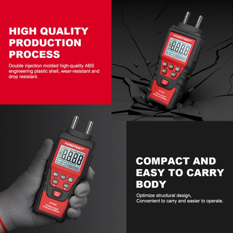 เครื่องวัดความดันต่างระดับความแม่นยำสูง HABOTEST HT636 ดิจิตอลไมโครเพรสเชอร์เทสเตอร์, HT636