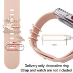 ชุด 4 ชิ้น สายซิลิโคนสำหรับนาฬิกาอัจฉริยะ กว้าง 22 มม. พร้อมแหวนตกแต่งและอุปกรณ์โลหะ