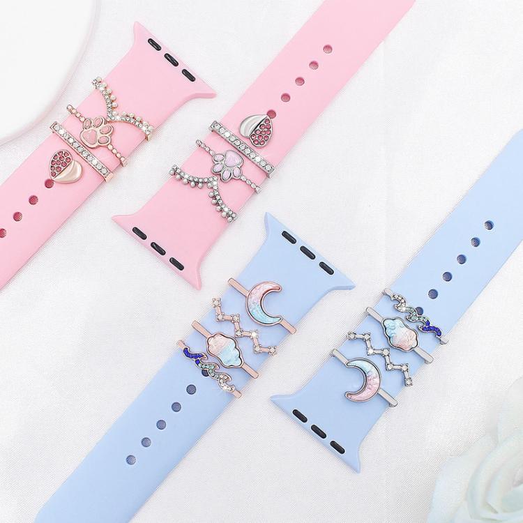 4pcs / Set 22mm Width Smart Watch Band Decorative Ring Metal Accessories, 1, 2, 3, 4